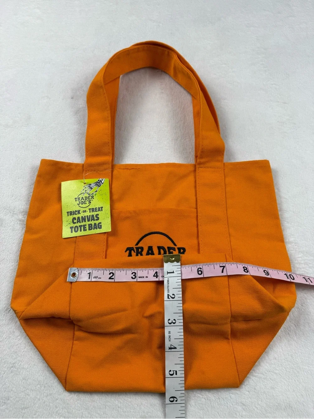 NWT Trader Joe's Trick or Treat Halloween Orange Canvas Tote Bag